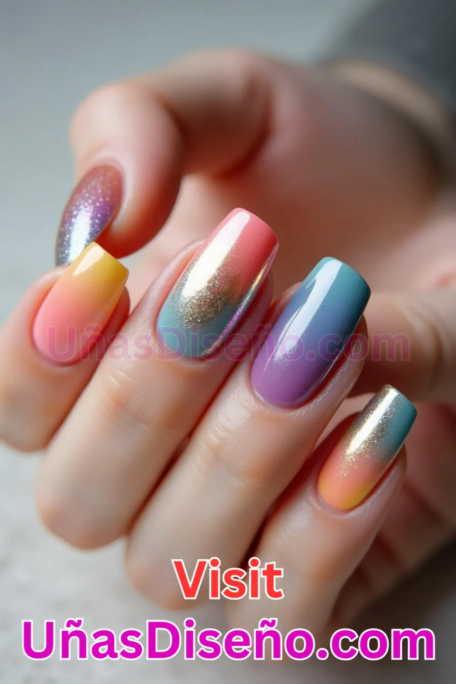 12. Gradiente de tres tonos - Los 20 mejores diseños de uñas con purpurina para lucir un look deslumbrante (7).jpeg