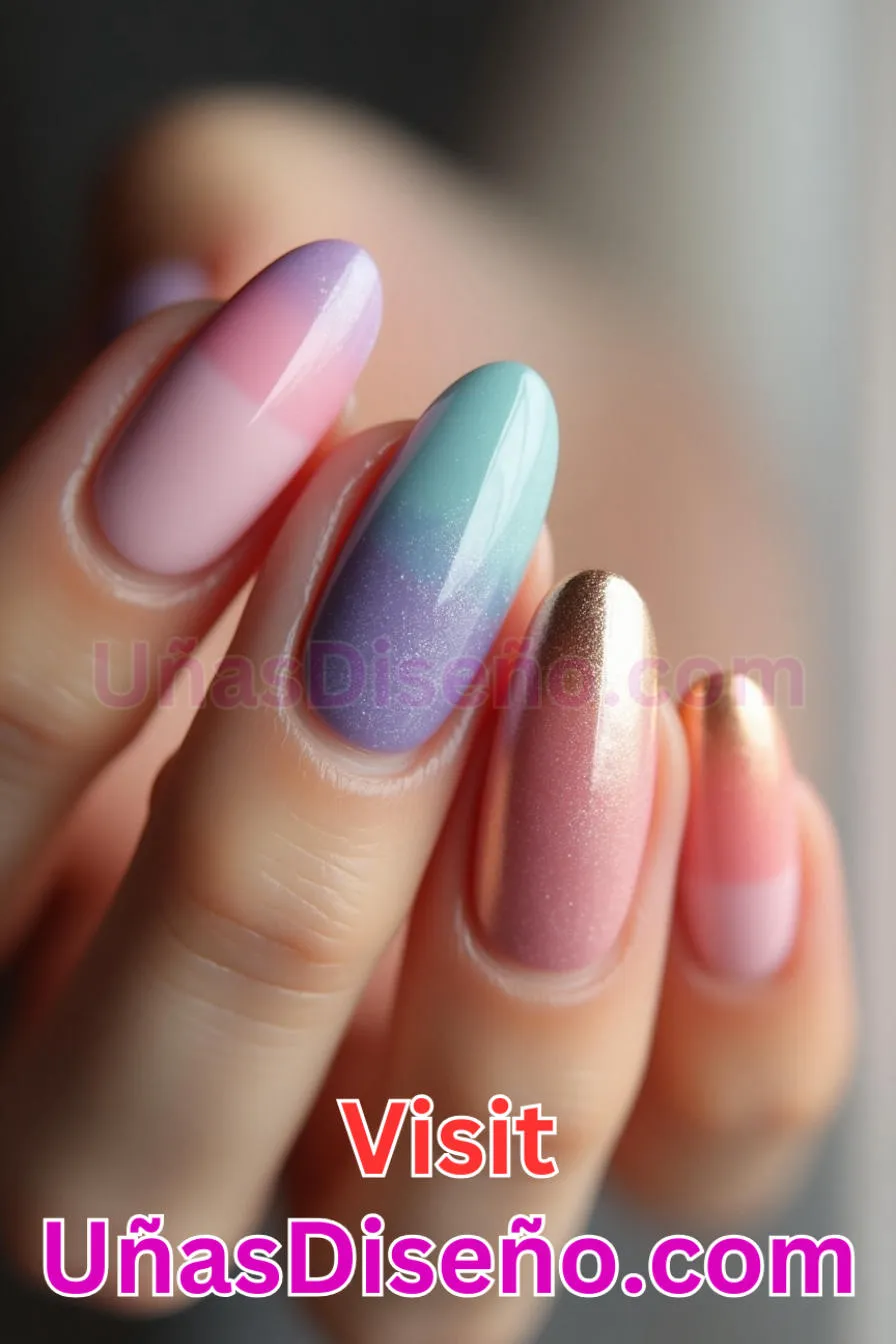 12. Gradiente de tres tonos - Los 20 mejores diseños de uñas con purpurina para lucir un look deslumbrante (8).jpeg