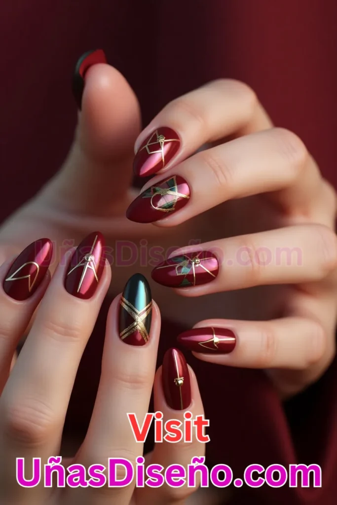 12. Opulentos diseños de uñas en rojo merlot almendrado (3)