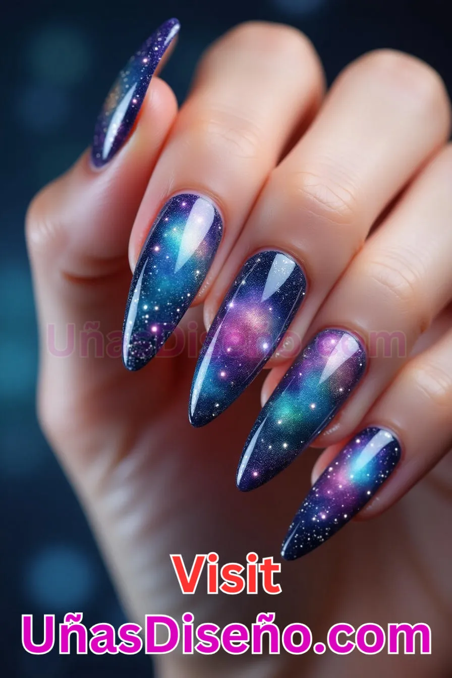 12. Uñas inspiradas en las galaxias - Brilla como nunca 25 diseños de esmaltes de gel, gelish y gel para uñas que tienes que probar (4).jpeg