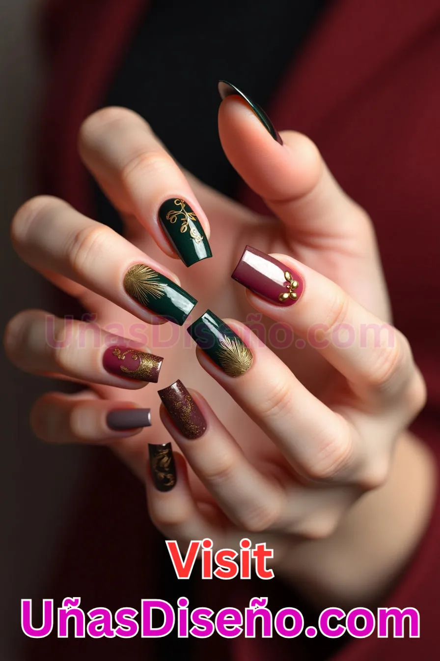 13. Acentos dorados - Brilla como nunca 25 diseños de esmaltes de gel, gelish y gel para uñas que tienes que probar (1).jpeg