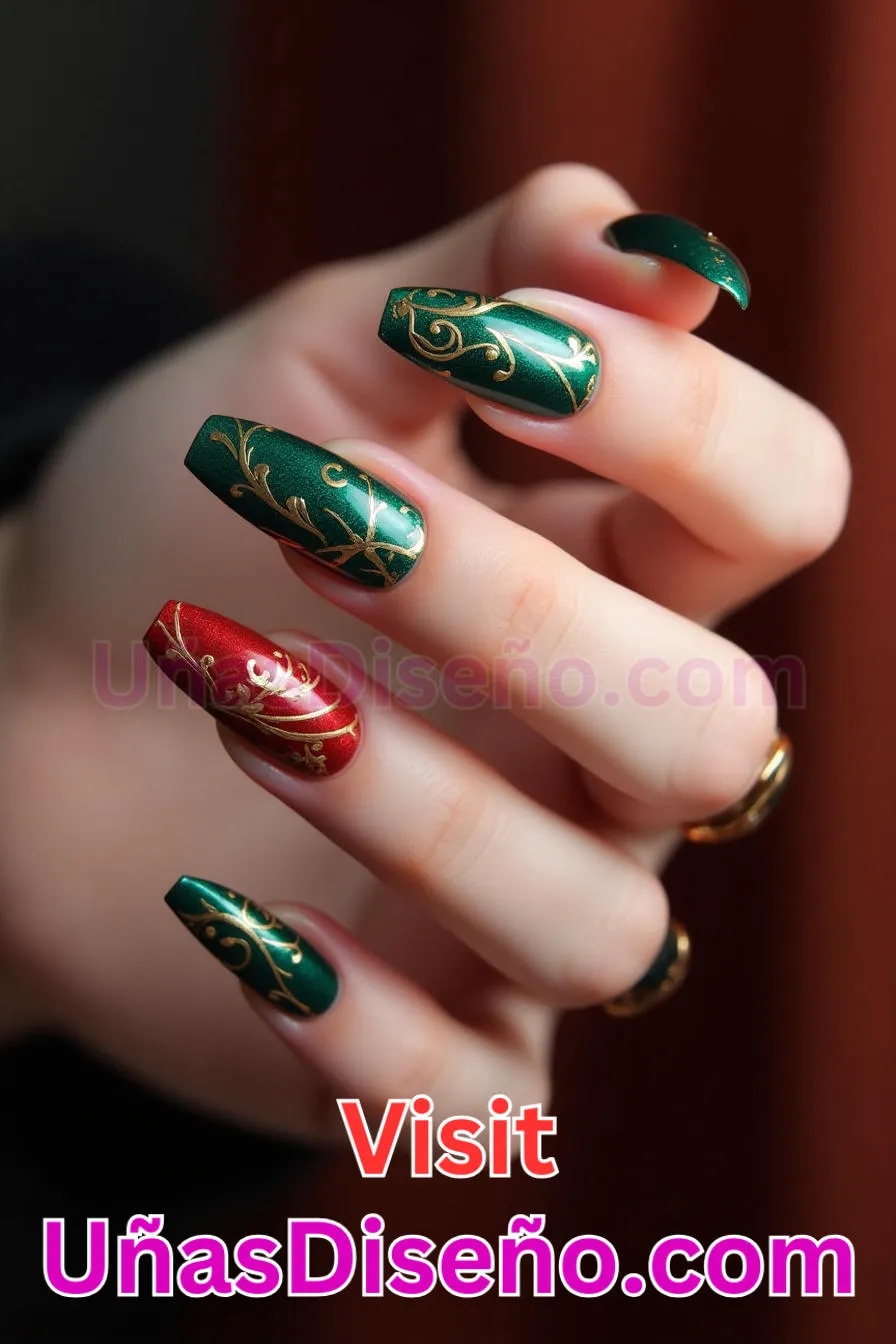 13. Acentos dorados - Brilla como nunca 25 diseños de esmaltes de gel, gelish y gel para uñas que tienes que probar (2).jpeg