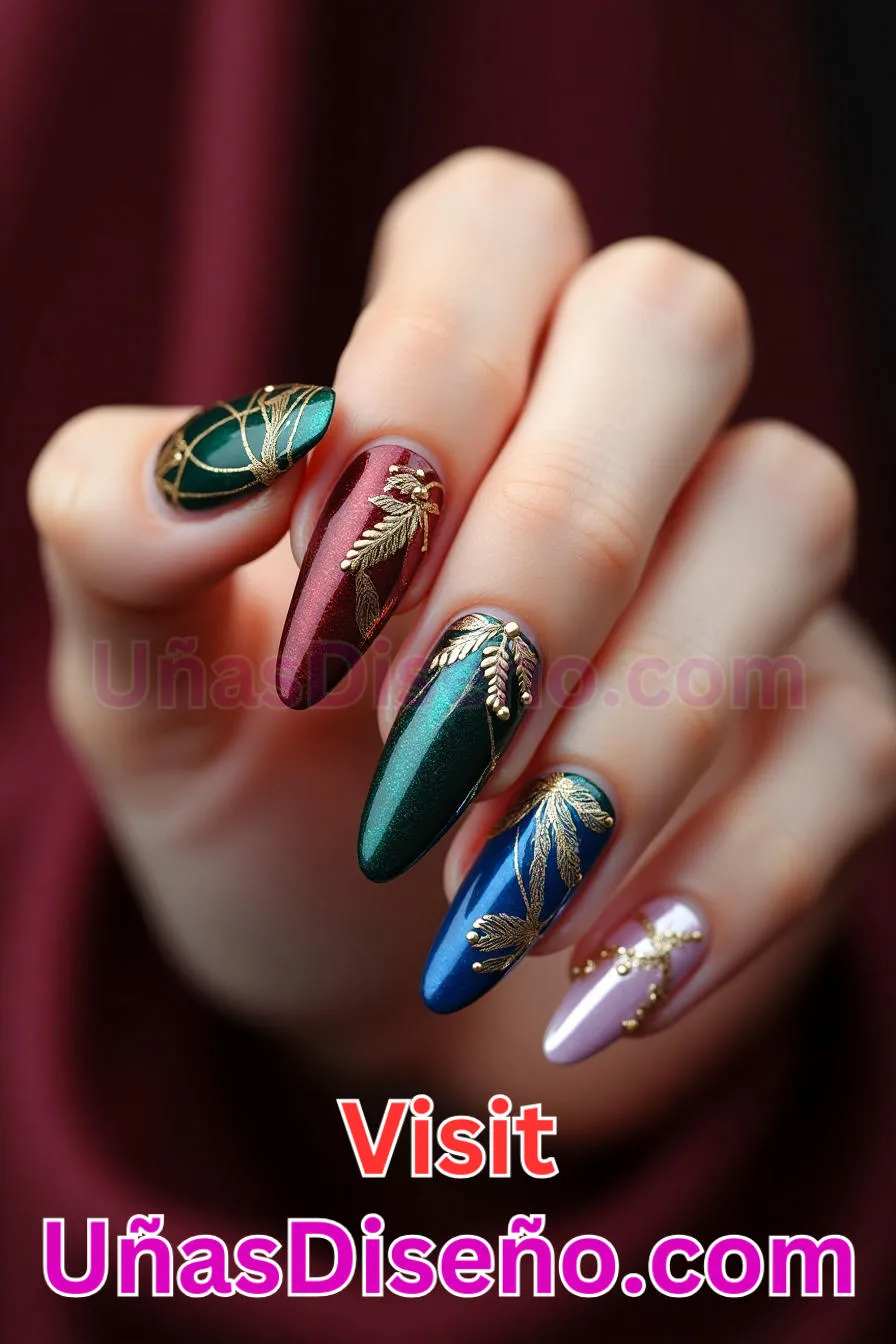 13. Acentos dorados - Brilla como nunca 25 diseños de esmaltes de gel, gelish y gel para uñas que tienes que probar (3).jpeg