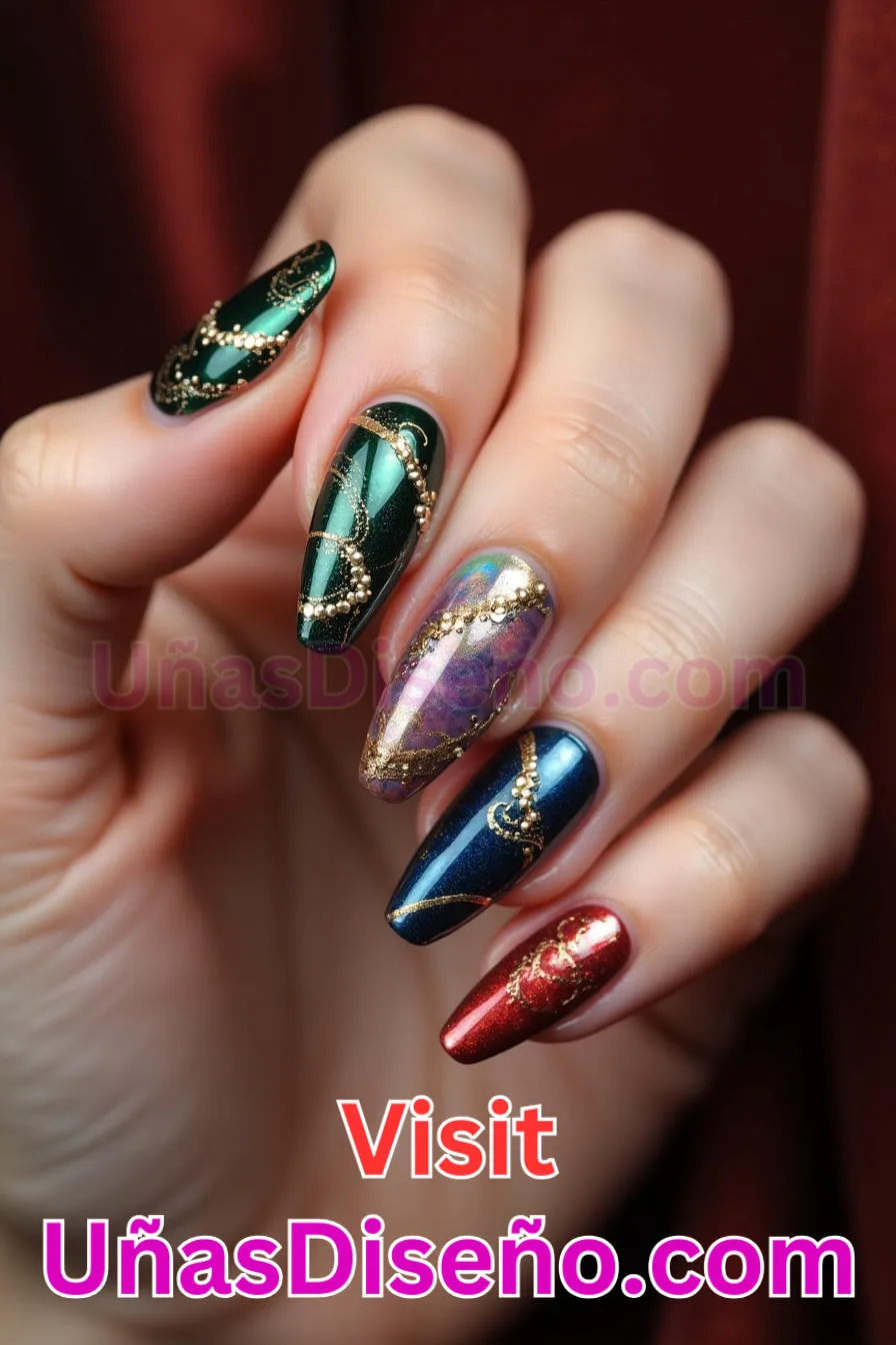 13. Acentos dorados - Brilla como nunca 25 diseños de esmaltes de gel, gelish y gel para uñas que tienes que probar (4).jpeg