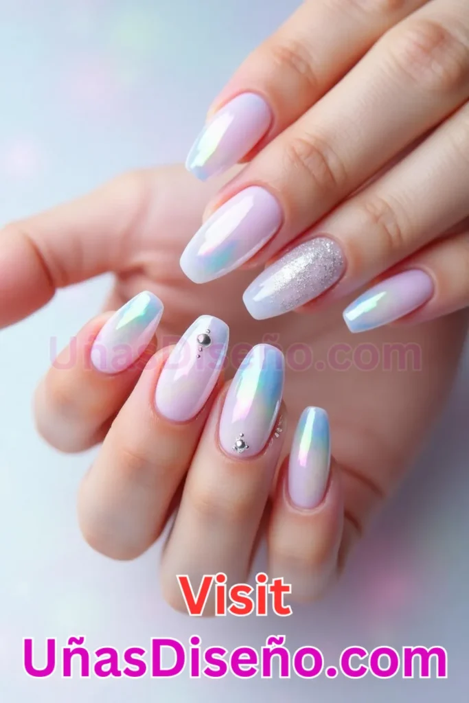 13. Brillo iridiscente de perlas - 25 fascinantes ideas de esmaltes de uñas de gel para un look de salón perfecto (5).jpeg