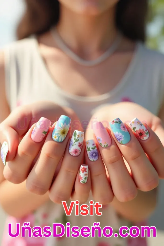 13. Diseños de uñas con estampado floral y mezcla de flores de jardín (3).jpeg