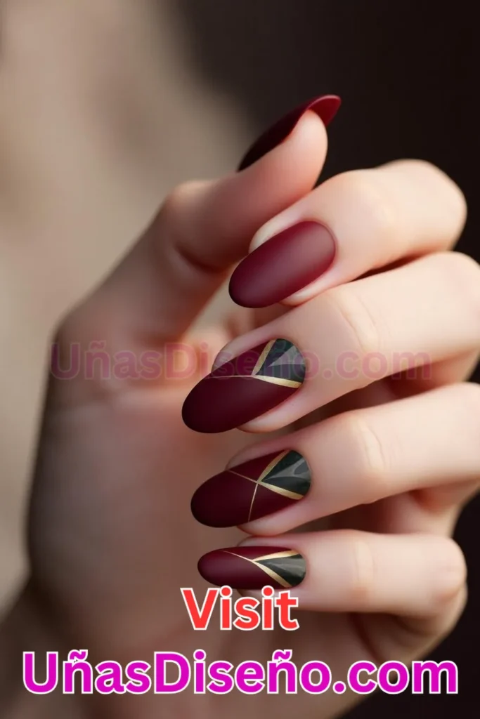 13. Diseños de uñas minimalistas en rojo vino almendrado (2)