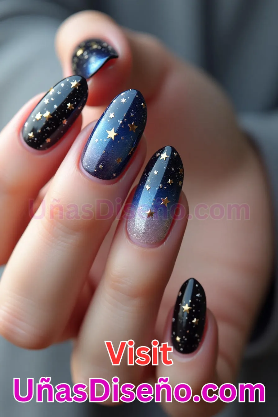 13. Purpurina tachonada de estrellas - Los 20 mejores diseños de uñas con purpurina para lucir un look deslumbrante (1).jpeg