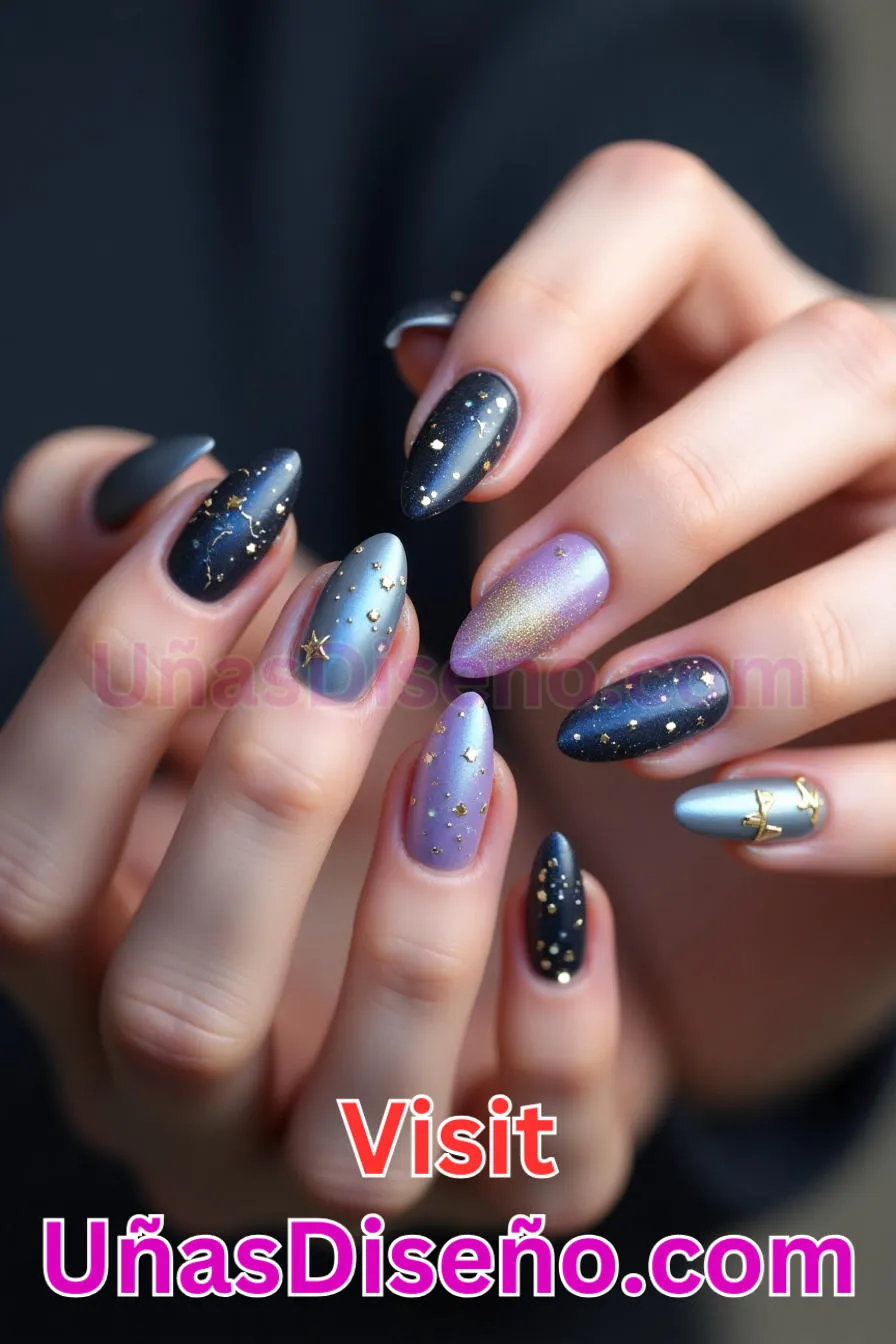 13. Purpurina tachonada de estrellas - Los 20 mejores diseños de uñas con purpurina para lucir un look deslumbrante (10).jpeg