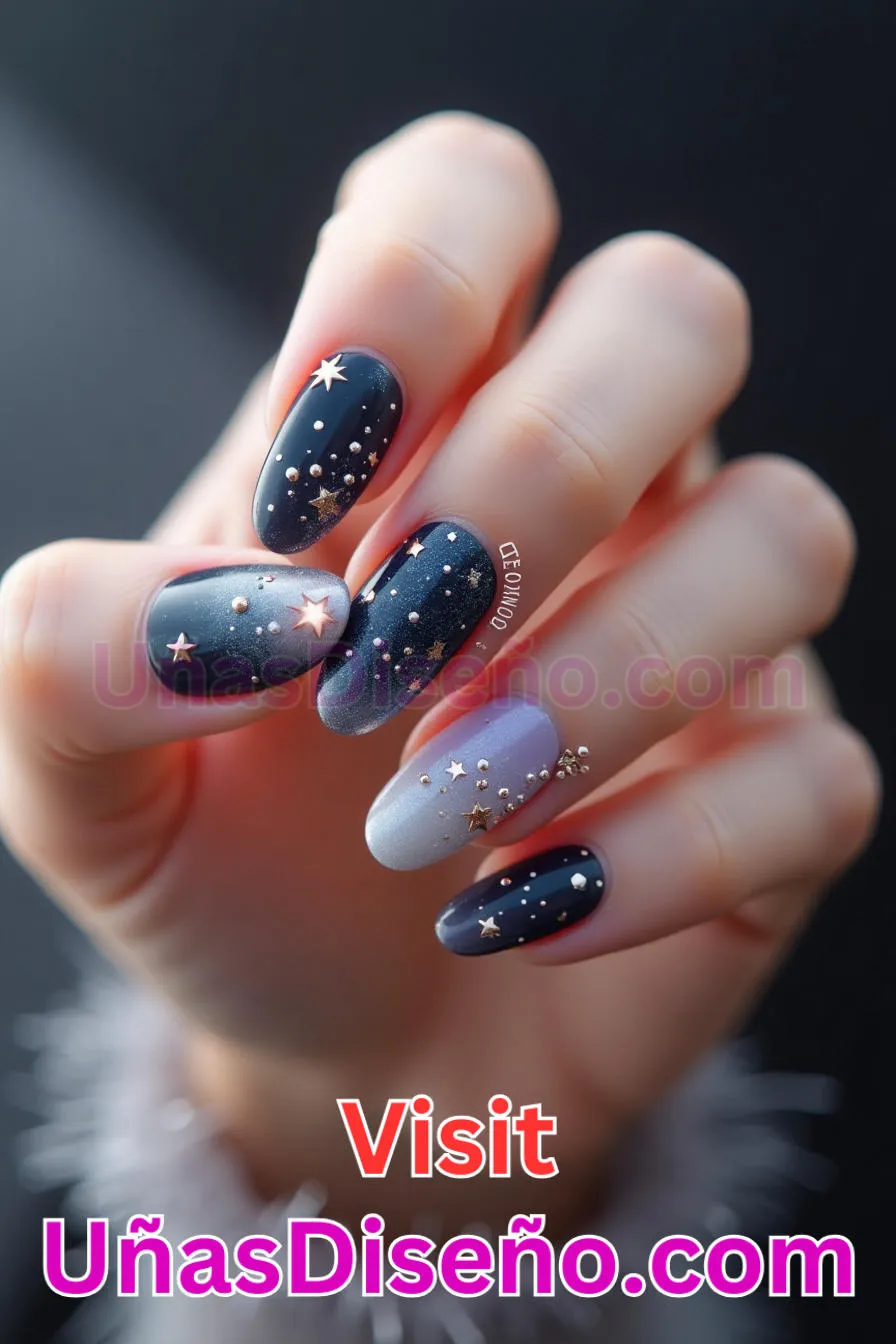 13. Purpurina tachonada de estrellas - Los 20 mejores diseños de uñas con purpurina para lucir un look deslumbrante (12).jpeg