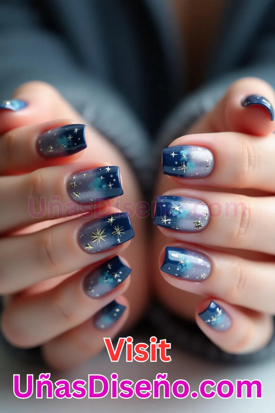 13. Purpurina tachonada de estrellas - Los 20 mejores diseños de uñas con purpurina para lucir un look deslumbrante (2).jpeg