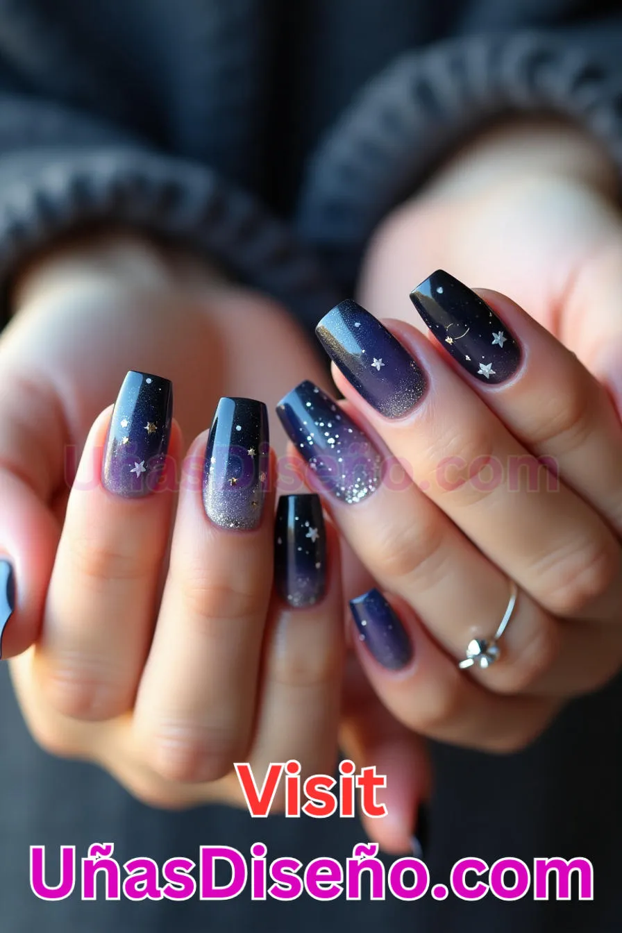 13. Purpurina tachonada de estrellas - Los 20 mejores diseños de uñas con purpurina para lucir un look deslumbrante (3).jpeg