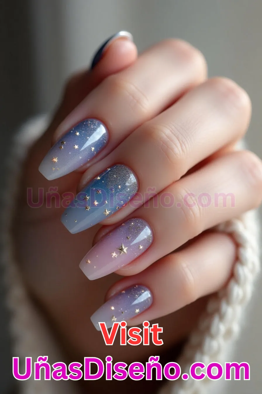 13. Purpurina tachonada de estrellas - Los 20 mejores diseños de uñas con purpurina para lucir un look deslumbrante (4).jpeg
