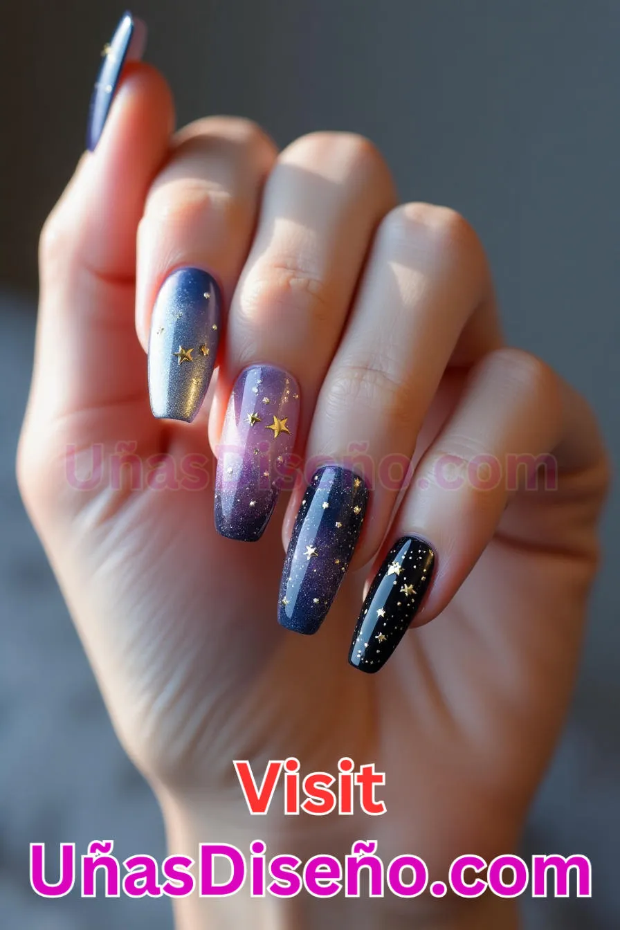 13. Purpurina tachonada de estrellas - Los 20 mejores diseños de uñas con purpurina para lucir un look deslumbrante (5).jpeg