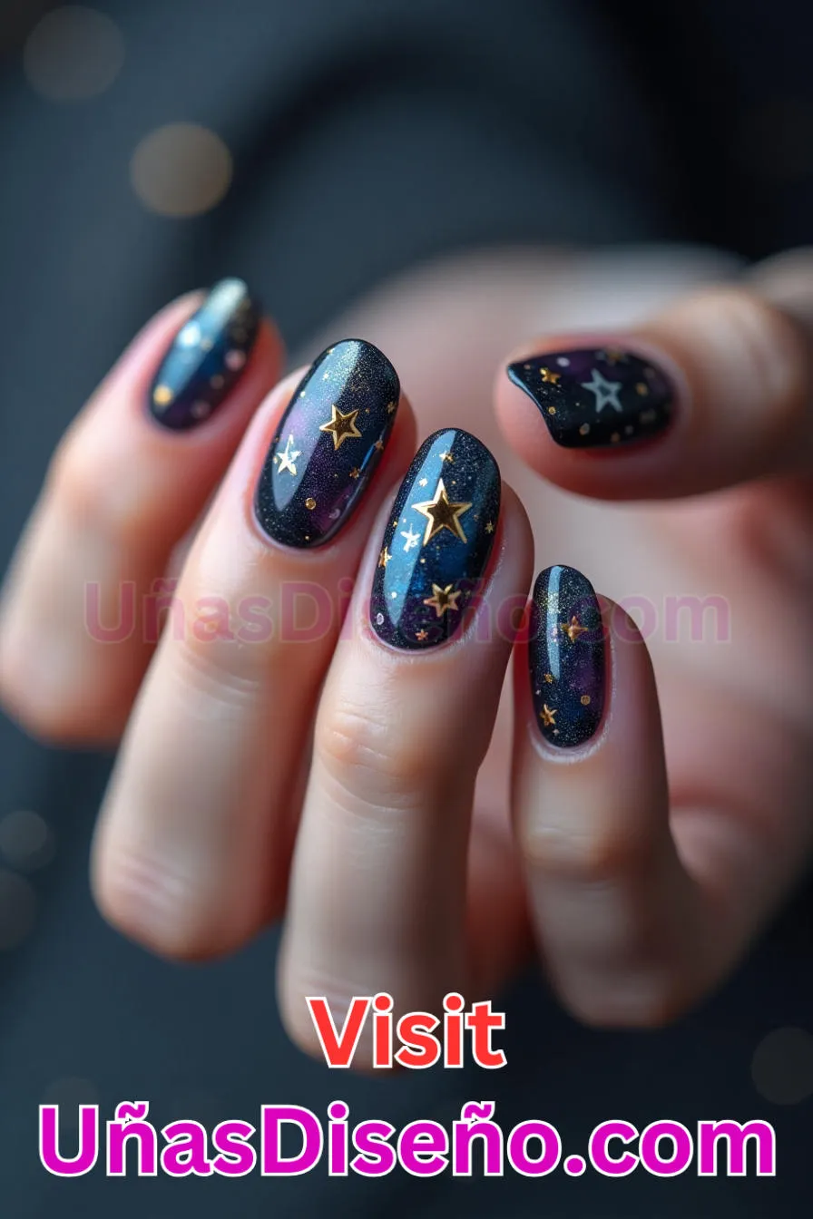 13. Purpurina tachonada de estrellas - Los 20 mejores diseños de uñas con purpurina para lucir un look deslumbrante (6).jpeg