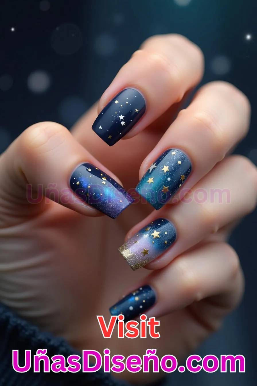 13. Purpurina tachonada de estrellas - Los 20 mejores diseños de uñas con purpurina para lucir un look deslumbrante (7).jpeg