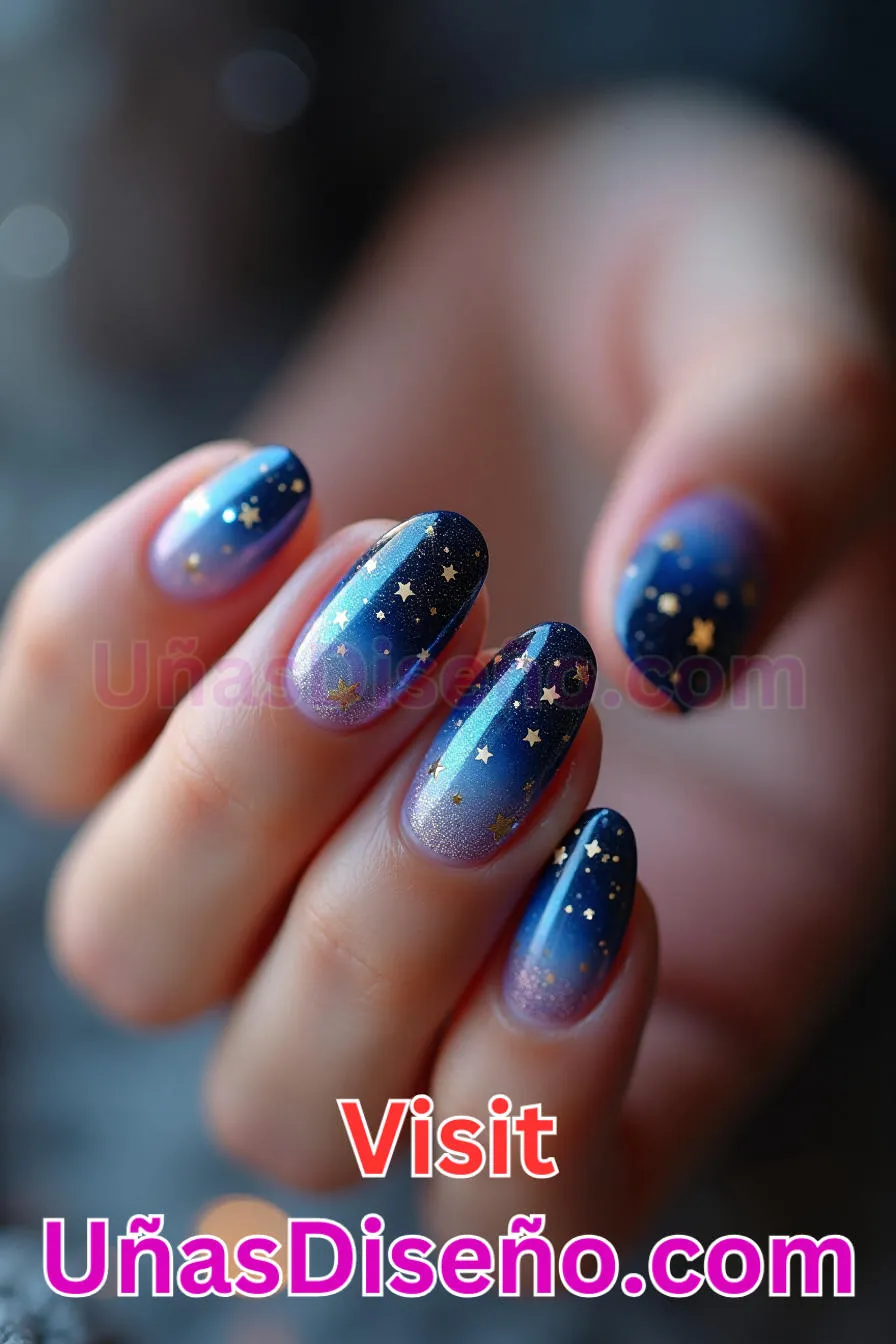 13. Purpurina tachonada de estrellas - Los 20 mejores diseños de uñas con purpurina para lucir un look deslumbrante (8).jpeg