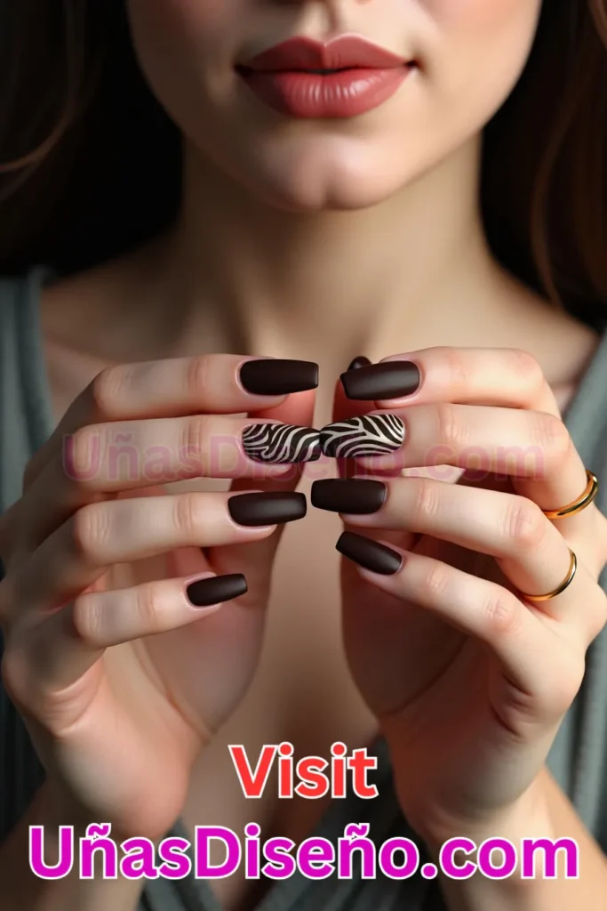 13. Uñas en Tono Chocolate con Efecto Mate y Brillante - 15 Diseños de Uñas de Chocolate Oscuro que Complementarán tu Look a la Perfección (2).jpeg