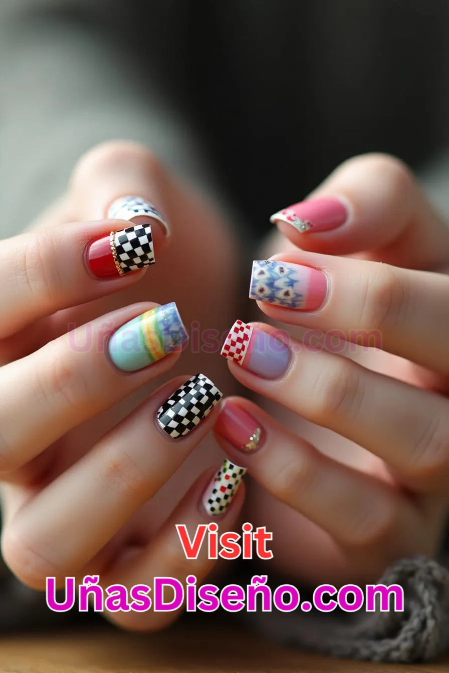 14 Diseños de puntas en damero mejores diseños de uñas acrílicas para una manicura elegante y duradera 1.jpeg