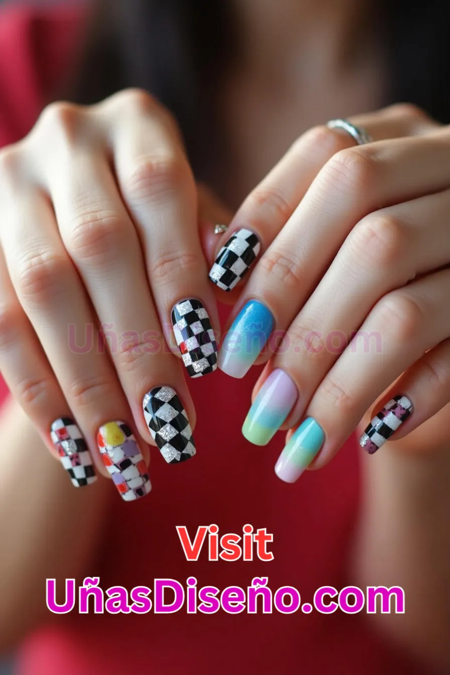 14 Diseños de puntas en damero mejores diseños de uñas acrílicas para una manicura elegante y duradera 2.jpeg