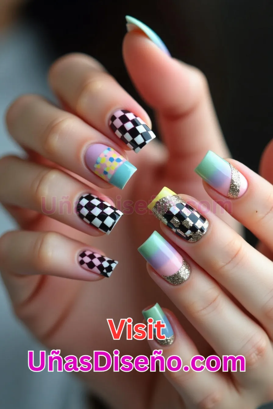 14 Diseños de puntas en damero mejores diseños de uñas acrílicas para una manicura elegante y duradera 3.jpeg