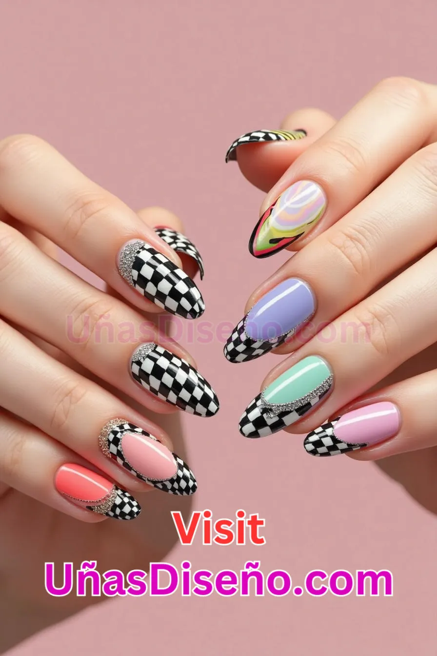 14 Diseños de puntas en damero mejores diseños de uñas acrílicas para una manicura elegante y duradera 7.jpeg