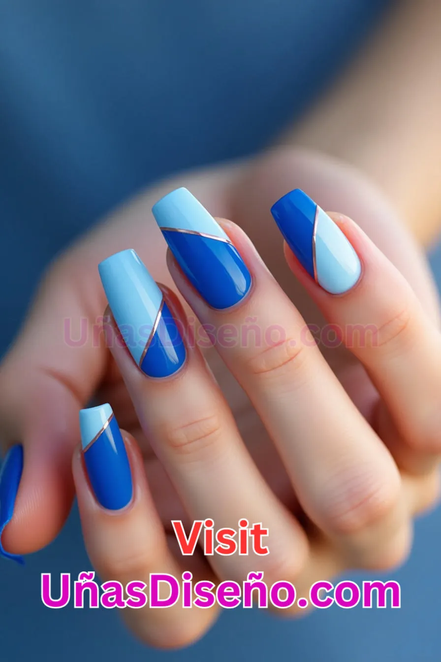 14 Nail Art en dos tonos de azul Los 25 Mejores Diseños de Uñas Para Principiantes 4.jpeg