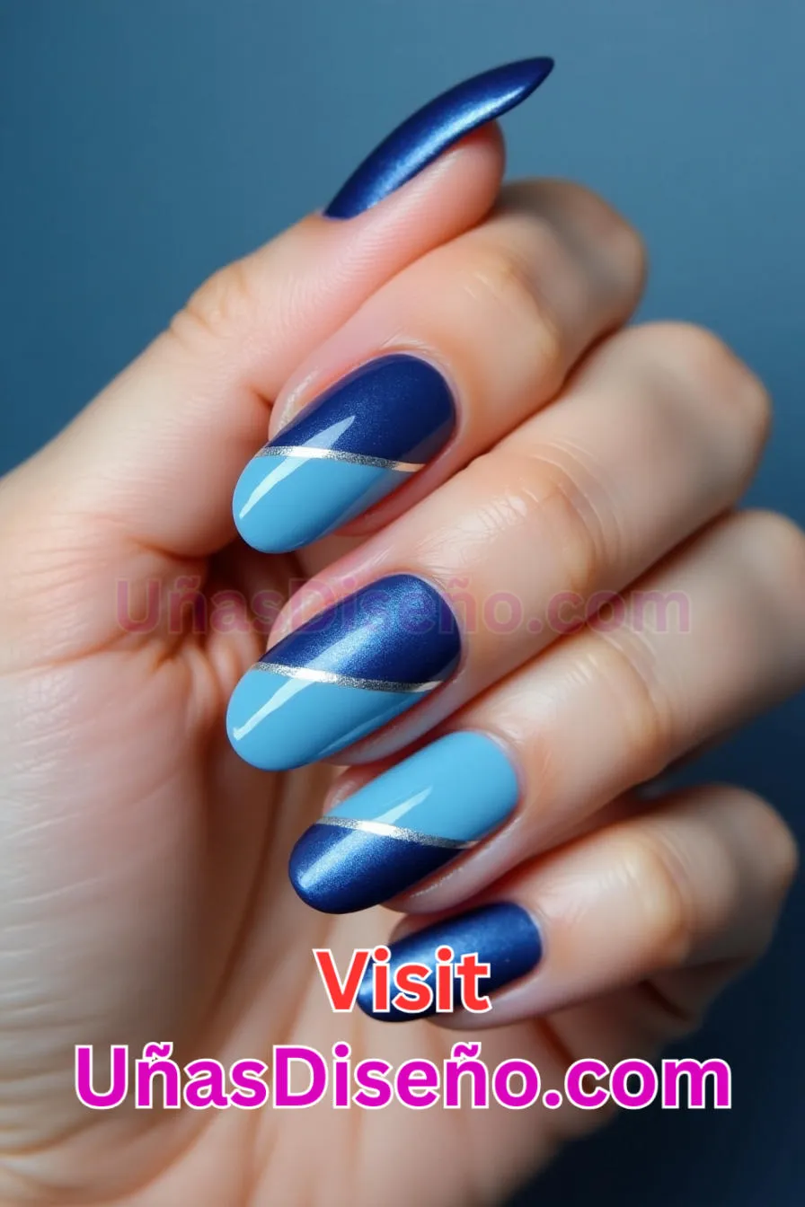 14 Nail Art en dos tonos de azul Los 25 Mejores Diseños de Uñas Para Principiantes 5.jpeg