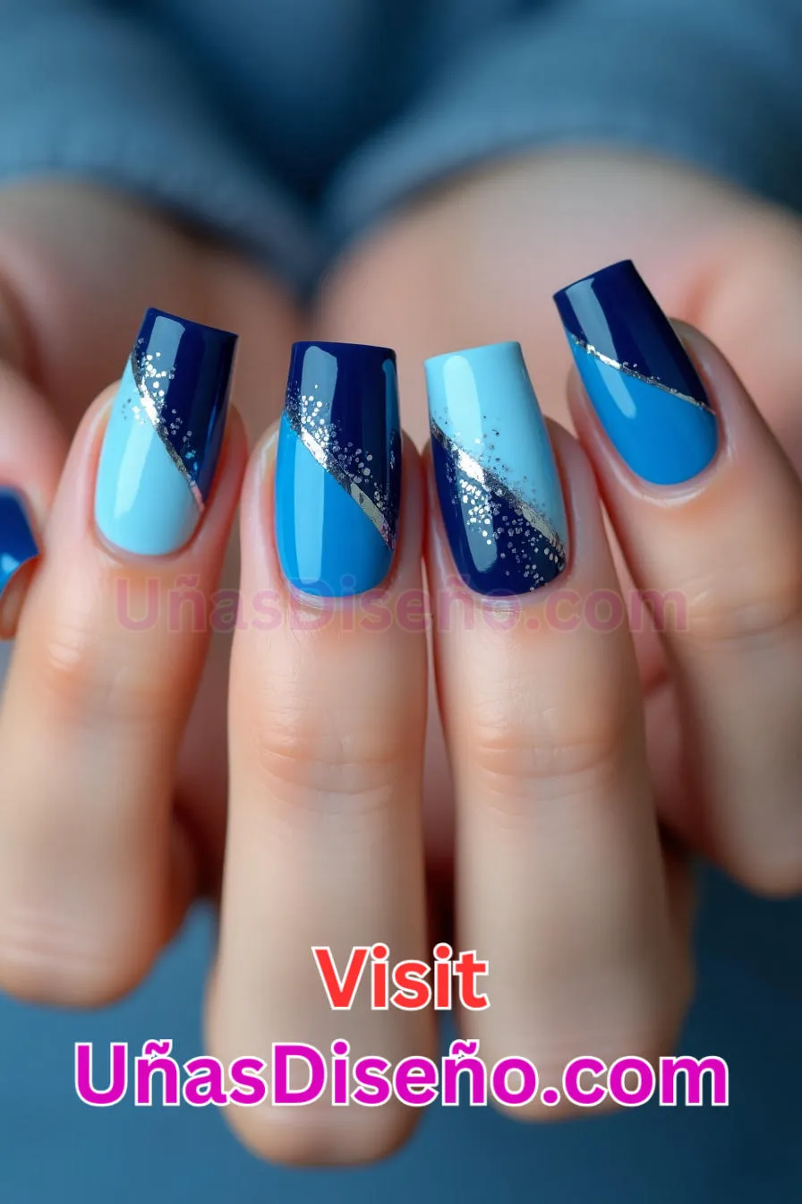 14 Nail Art en dos tonos de azul Los 25 Mejores Diseños de Uñas Para Principiantes 6.jpeg