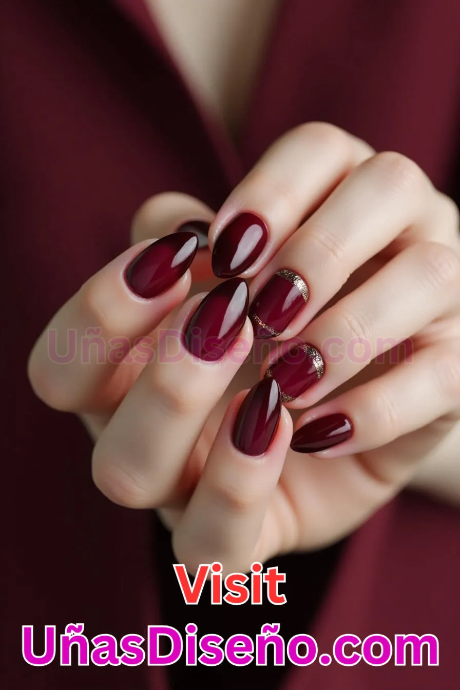 14. Almendra burdeos oscuro - 20 Uñas de Almendra Elegance Diseños exclusivos para un look sofisticado (2).jpeg