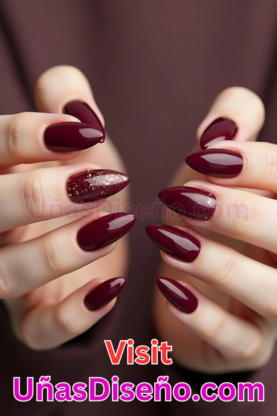 14. Almendra burdeos oscuro - 20 Uñas de Almendra Elegance Diseños exclusivos para un look sofisticado (7).jpeg