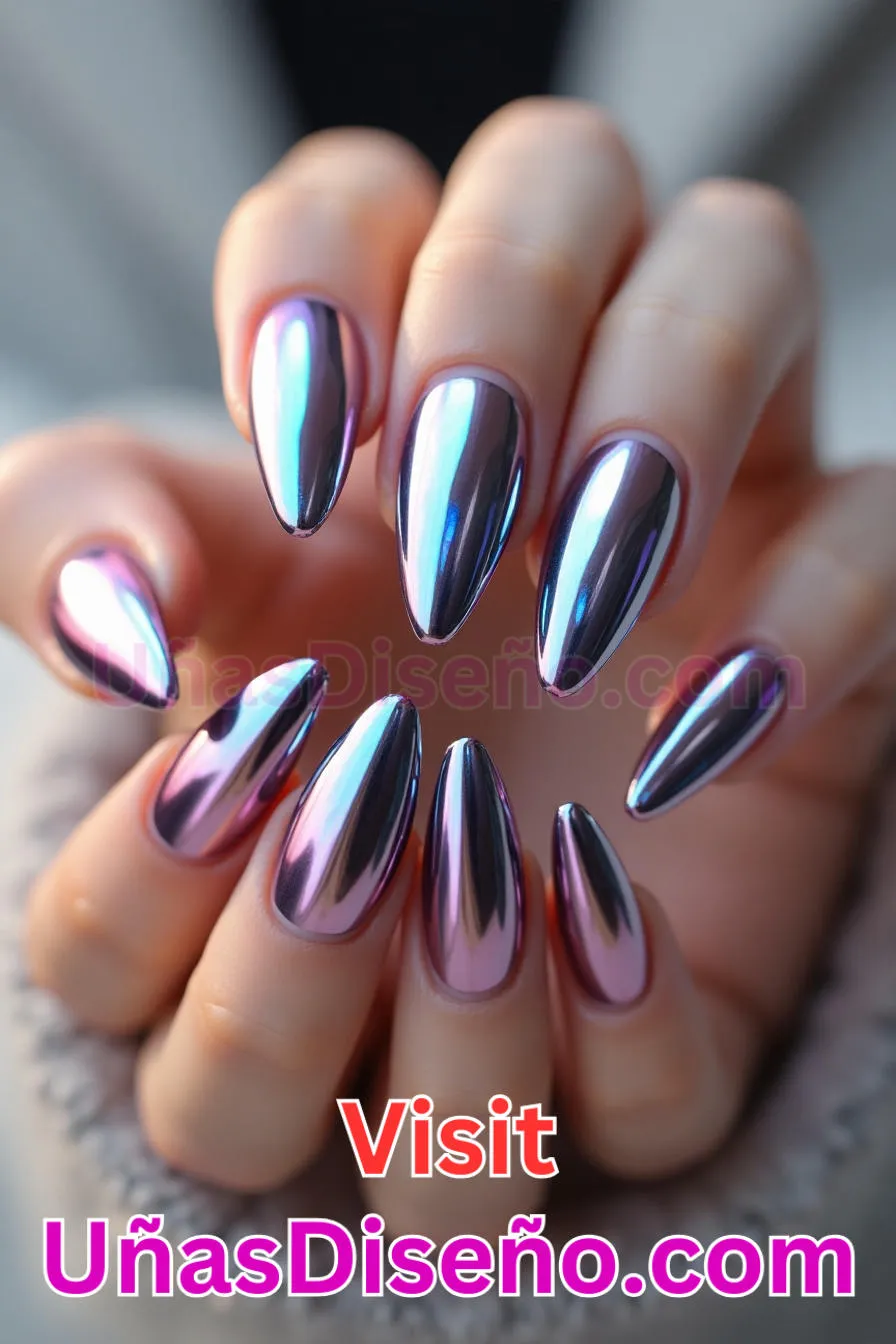 14. Brillo cromado futurista - Cómo Elegir el Diseño Perfecto para Uñas Almendra 21 Ideas Exclusivas para Brillar (1).jpeg