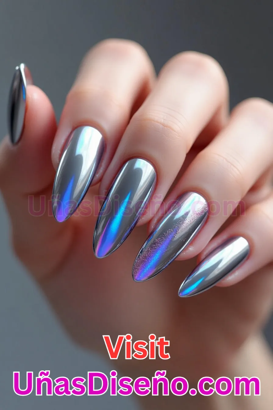 14. Brillo cromado futurista - Cómo Elegir el Diseño Perfecto para Uñas Almendra 21 Ideas Exclusivas para Brillar (2).jpeg