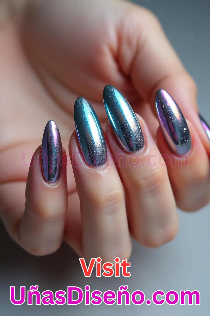 14. Brillo cromado futurista - Cómo Elegir el Diseño Perfecto para Uñas Almendra 21 Ideas Exclusivas para Brillar (6).jpeg