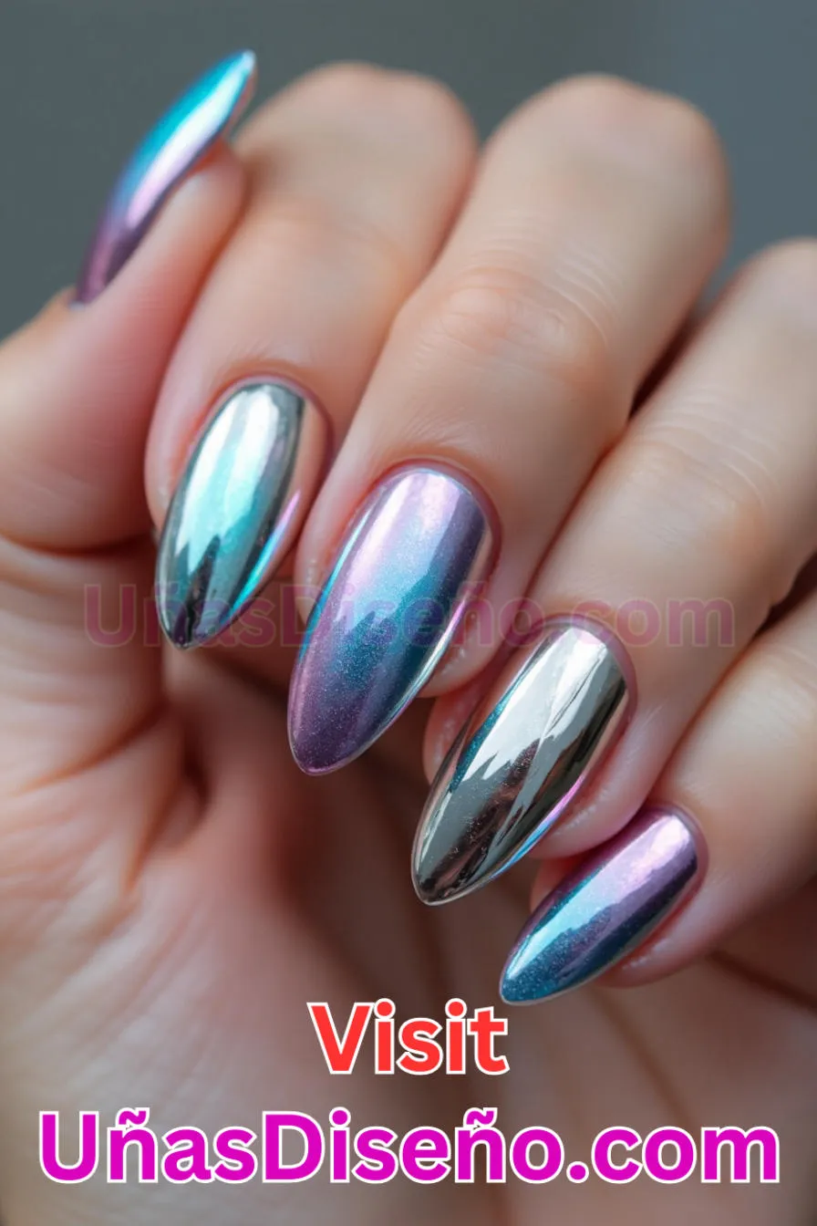 14. Brillo cromado futurista - Cómo Elegir el Diseño Perfecto para Uñas Almendra 21 Ideas Exclusivas para Brillar (8).jpeg