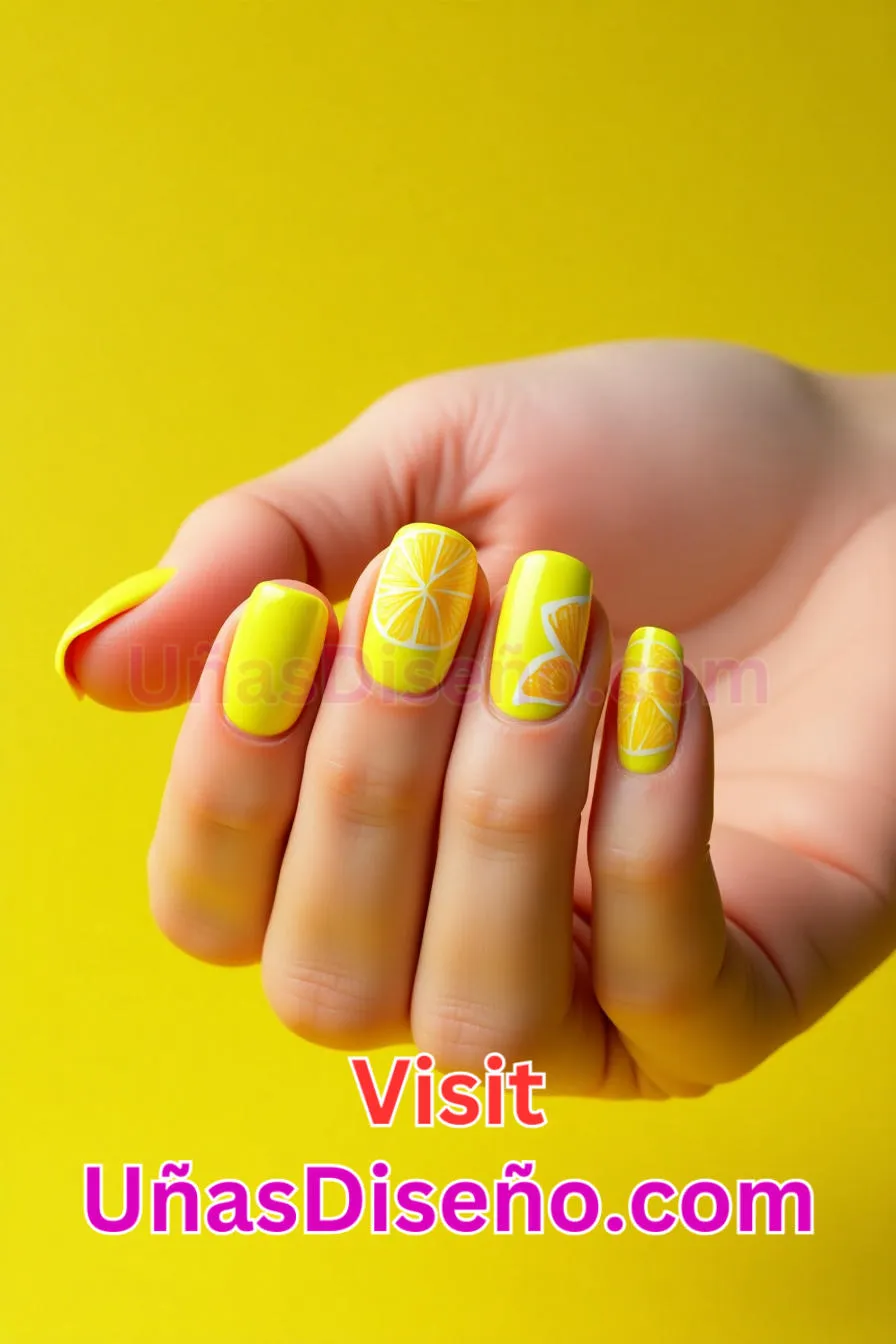 14. Diseño de Uñas Neón Amarillo Cítrico - 15 Diseños de uñas de neón de moda para un look atrevido y vibrante 2.jpeg