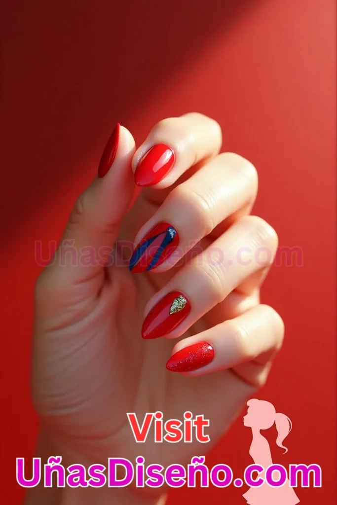 14. Diseños de uñas atrevidos en rojo amapola almendrado (2)