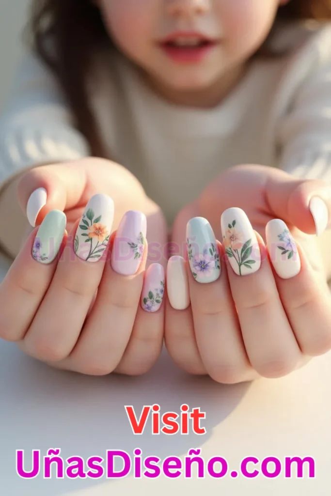 14. Diseños de uñas con estampado floral y suaves flores de acuarela (2).jpeg