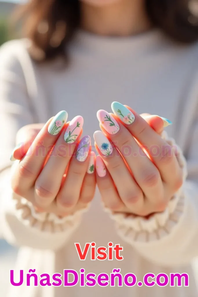 14. Diseños de uñas con estampado floral y suaves flores de acuarela (3).jpeg