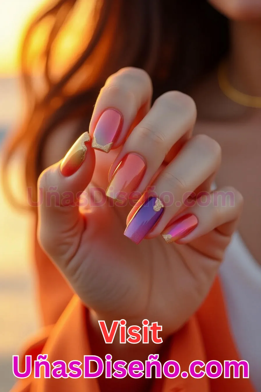14. Manicura Francesa Inversa con Capas de Atardecer (1)