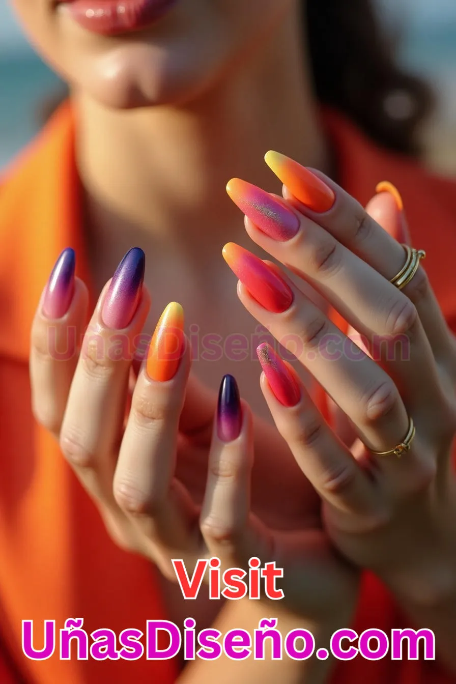 14. Manicura Francesa Inversa con Capas de Atardecer (2)