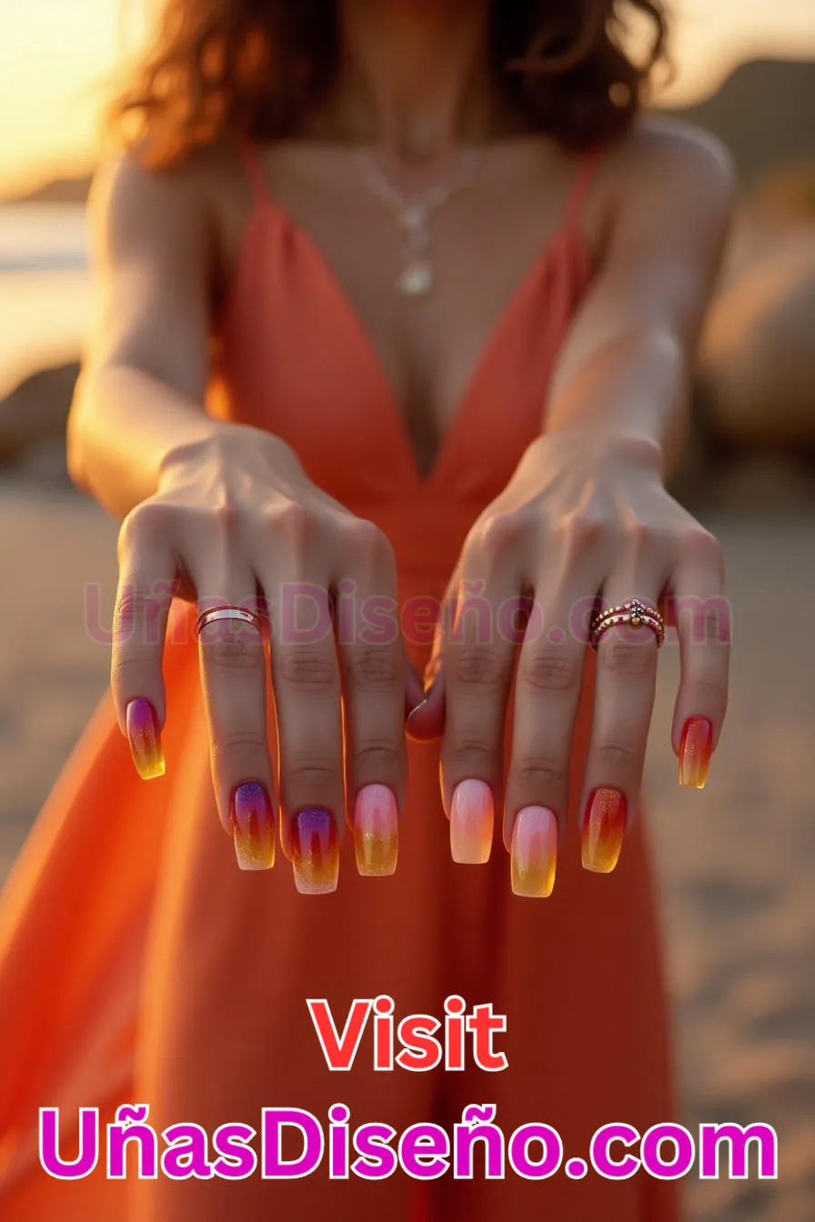 14. Manicura Francesa Inversa con Capas de Atardecer (6)