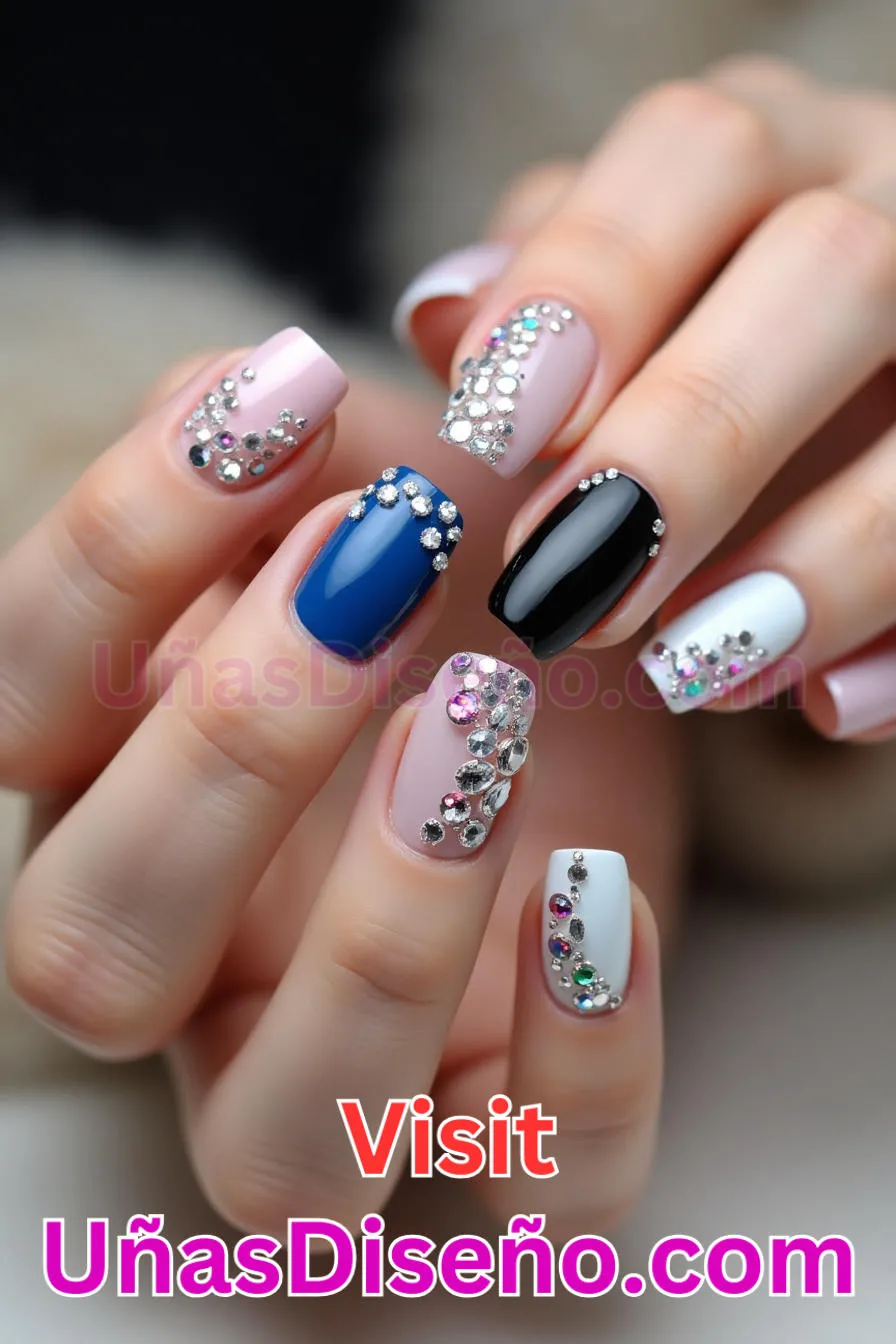 15. Añadido Rhinestone - Los 20 mejores diseños de uñas con purpurina para lucir un look deslumbrante (3).jpeg