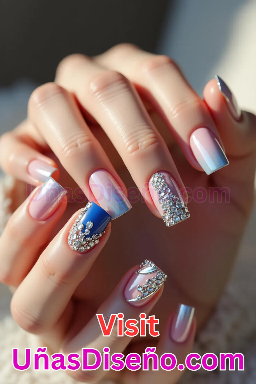 15. Añadido Rhinestone - Los 20 mejores diseños de uñas con purpurina para lucir un look deslumbrante (8).jpeg