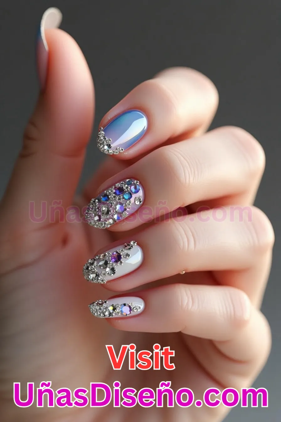 15. Añadido Rhinestone - Los 20 mejores diseños de uñas con purpurina para lucir un look deslumbrante (9).jpeg