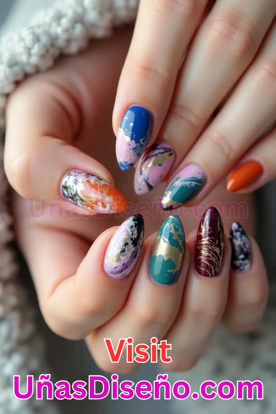 15. Arte abstracto Almendra - 20 Uñas de Almendra Elegance Diseños exclusivos para un look sofisticado (2).jpeg