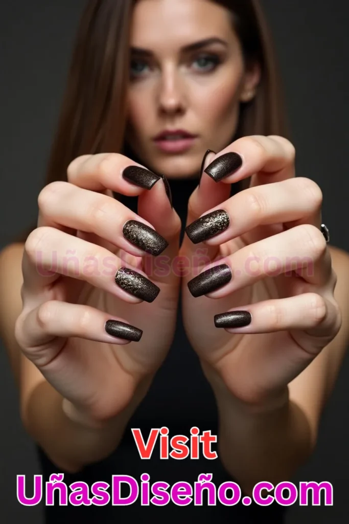 15. Chocolate Oscuro con Efecto Craquelado - 15 Diseños de Uñas de Chocolate Oscuro que Complementarán tu Look a la Perfección (4).jpeg