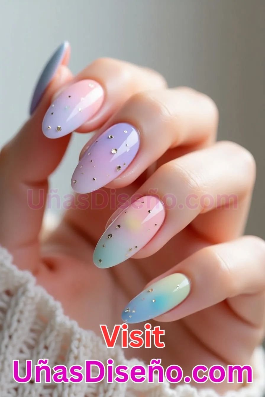 15. Delicado lavado de acuarela - Cómo Elegir el Diseño Perfecto para Uñas Almendra 21 Ideas Exclusivas para Brillar (3).jpeg