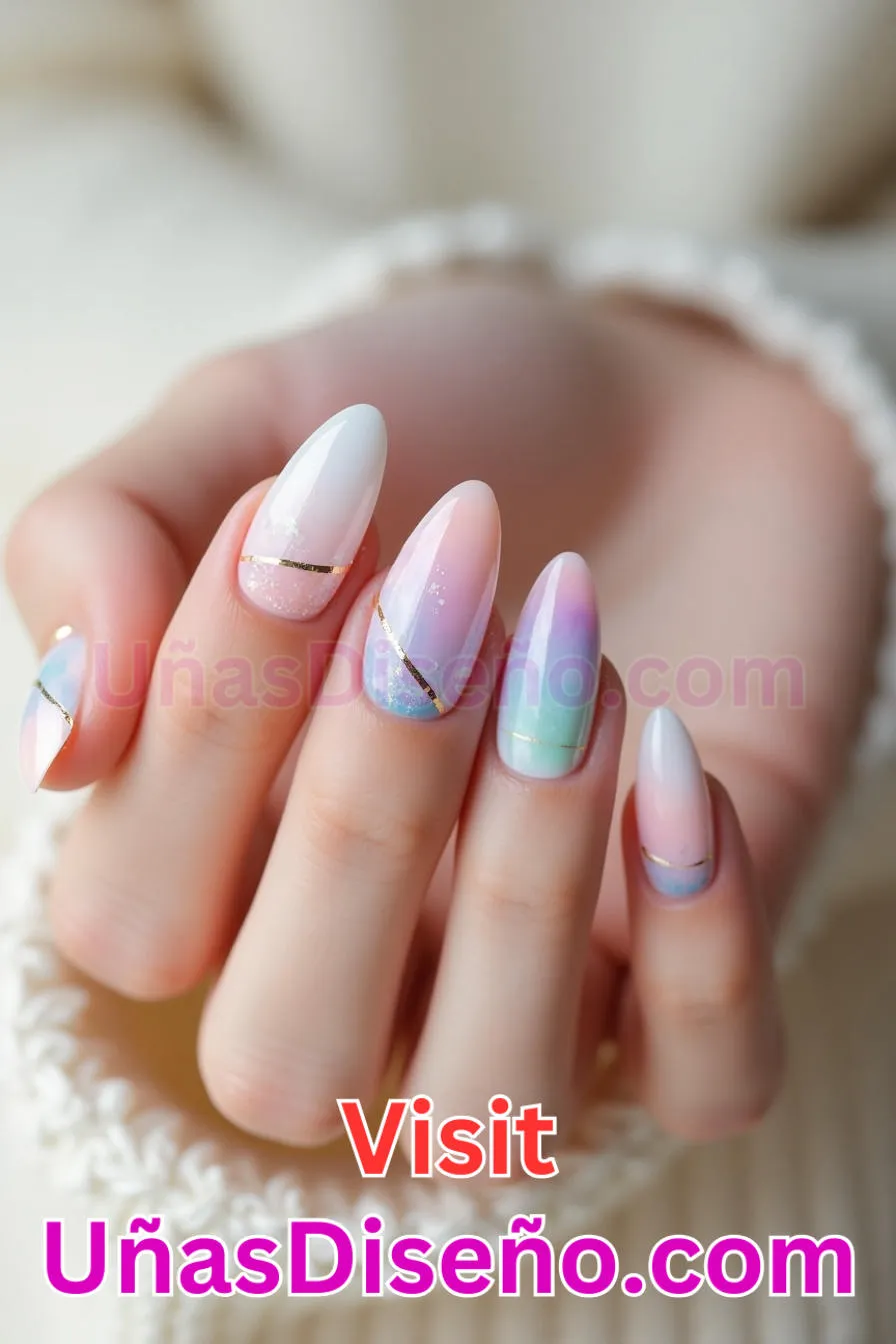 15. Delicado lavado de acuarela - Cómo Elegir el Diseño Perfecto para Uñas Almendra 21 Ideas Exclusivas para Brillar (4).jpeg
