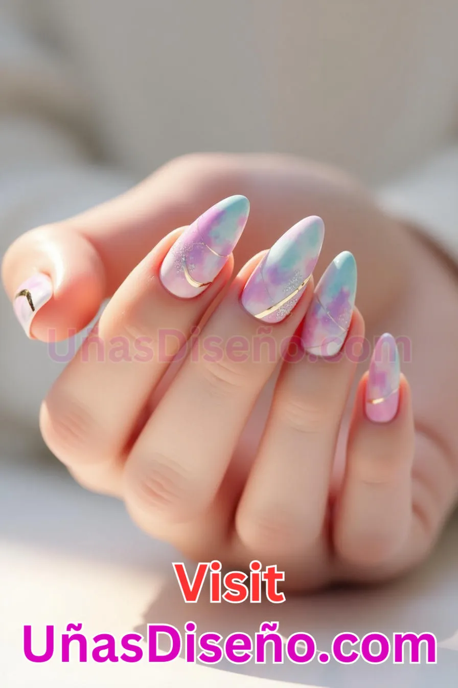 15. Delicado lavado de acuarela - Cómo Elegir el Diseño Perfecto para Uñas Almendra 21 Ideas Exclusivas para Brillar (5).jpeg